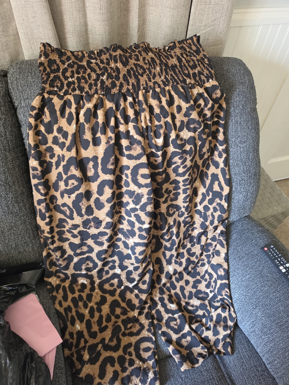 SHEIN Brown and Black Leopard Print Wide Leg Pants